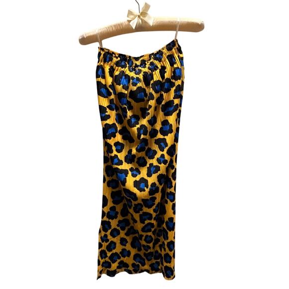Issey Miyake IM02KN782 Pleated Leopard Skirt Yellow Blue Size 1 - Picture 4 of 12